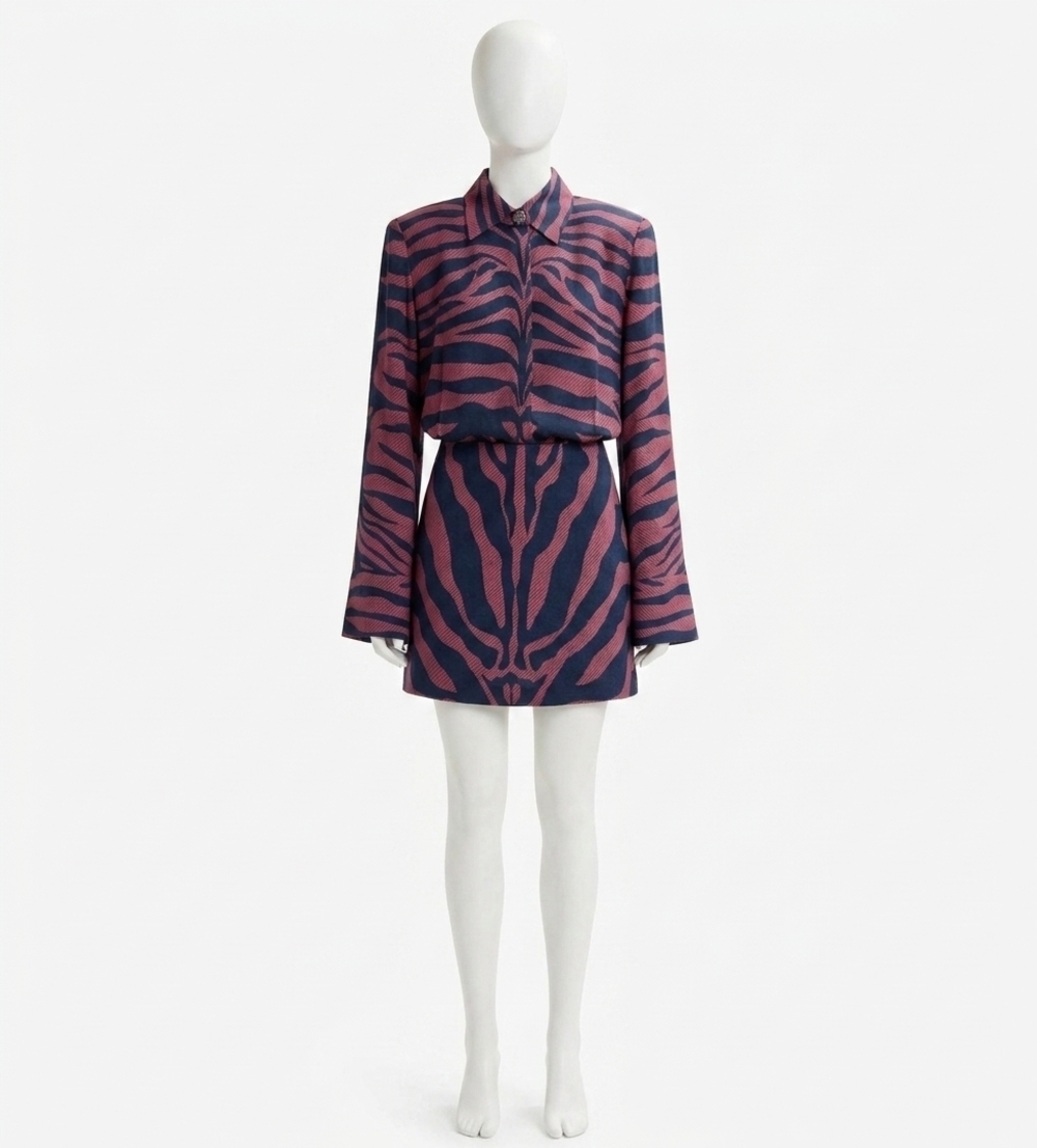 NEW ESSENTIEL ANTWERP isniper shirt mini dress in fudge frappe combo